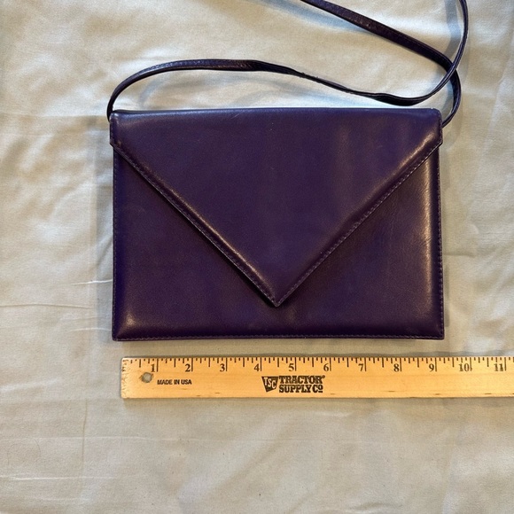 Vintage Musa Brazil Purple Genuine Leather Envelope Crossbody Clutch Bag 80s - Picture 2 of 10